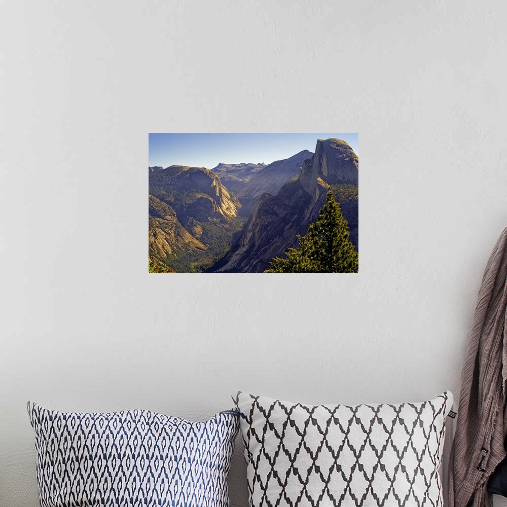 A bohemian room featuring View of Tenaya Canyon in middle and Half Dome to right at Yosemite national park, California.