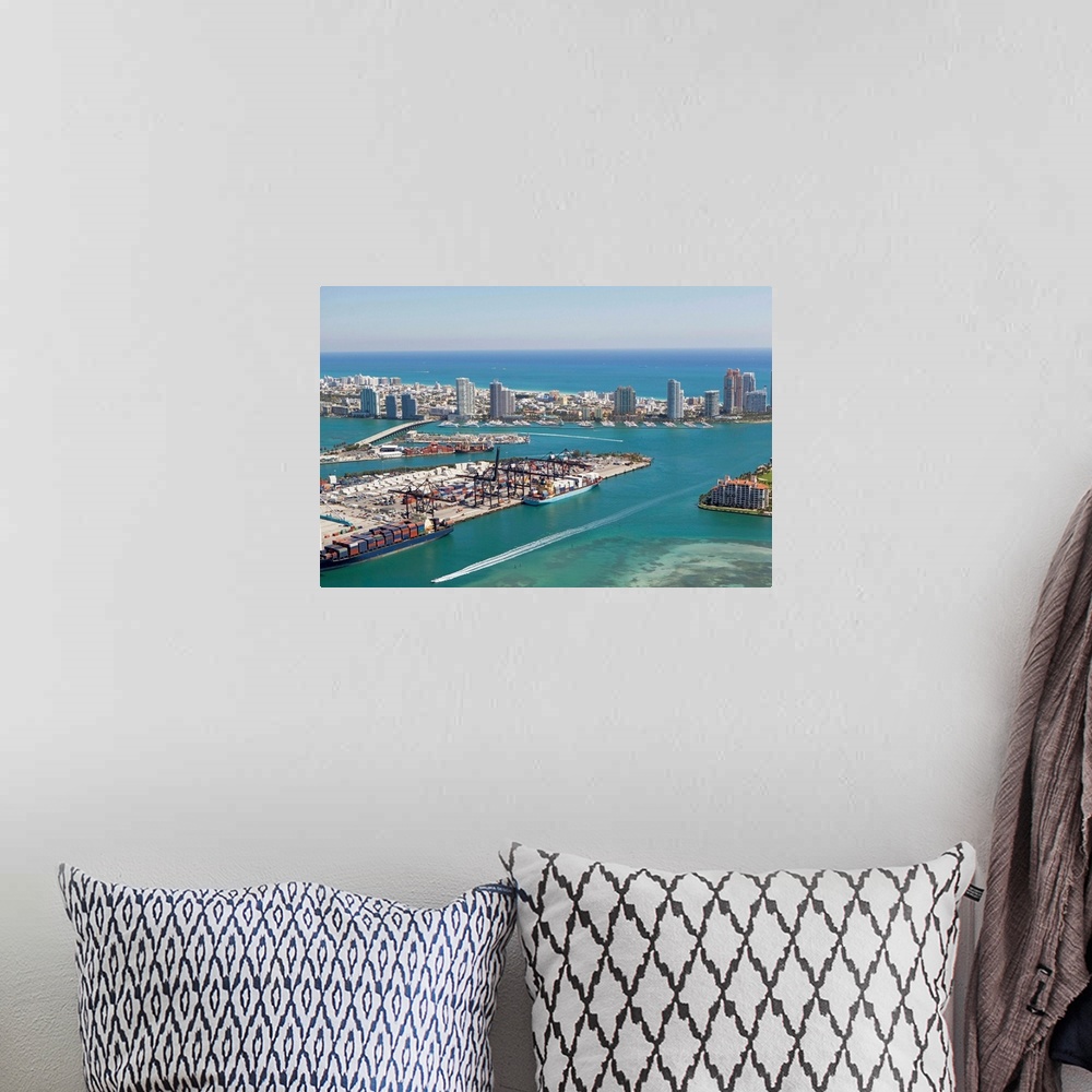 A bohemian room featuring USA, Florida, Miami, Cityscape with coastline