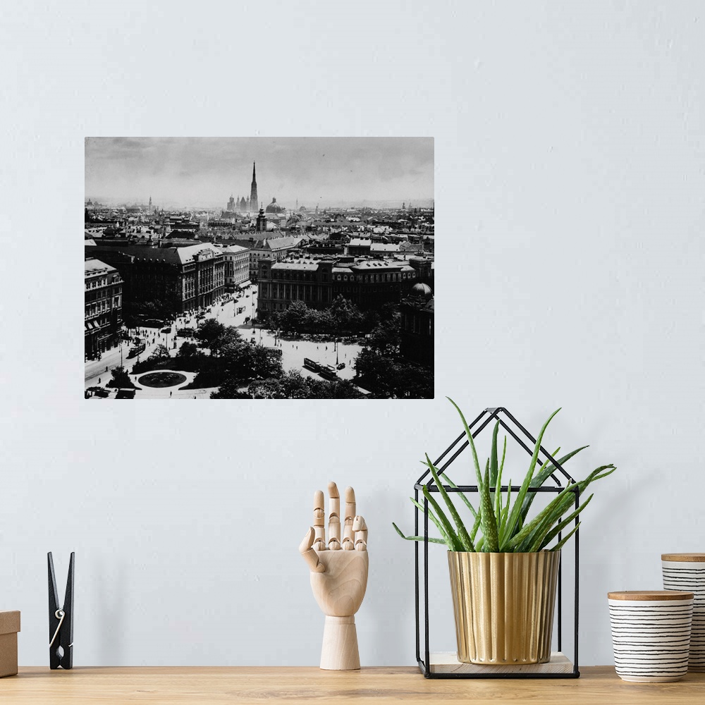A bohemian room featuring A panoramic view of the Austrian capital, Vienna.