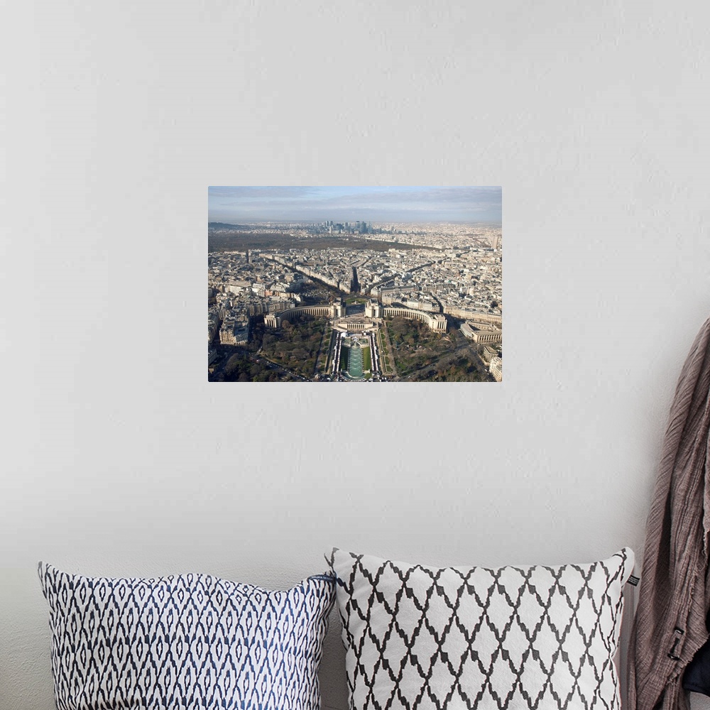 A bohemian room featuring View over Trocadero from top floor of Eiffel tower. France. Paris.