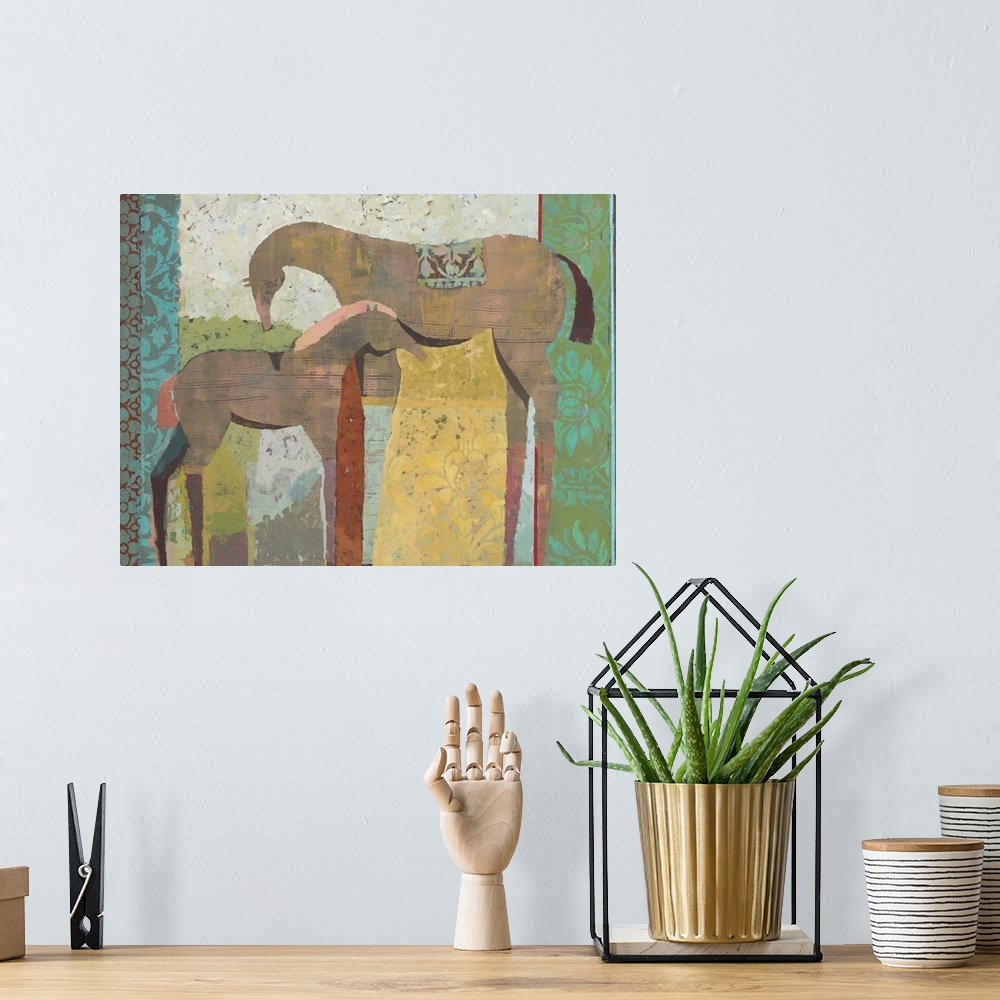A bohemian room featuring Contemporary, Animals
