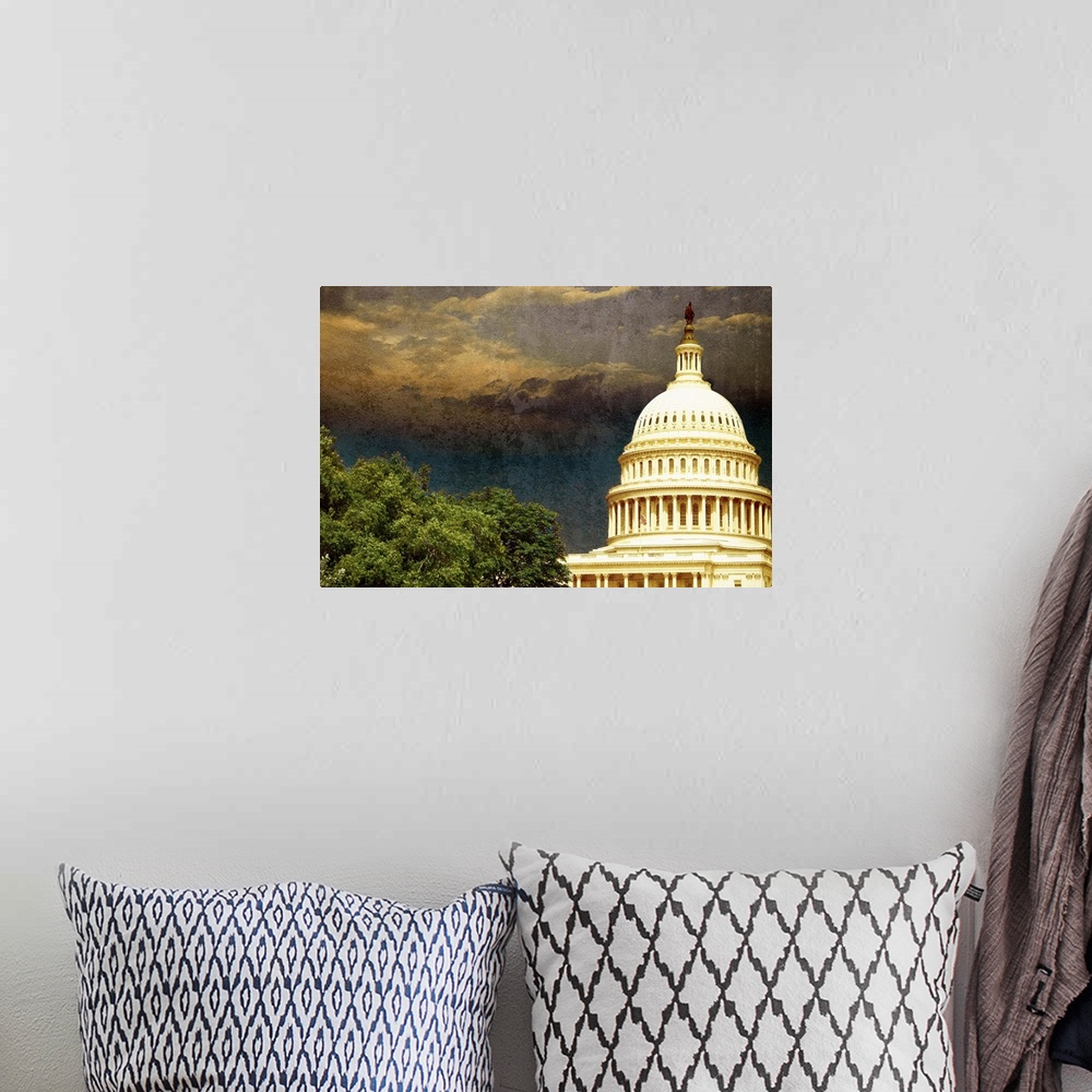 A bohemian room featuring Capitol With Trees II
