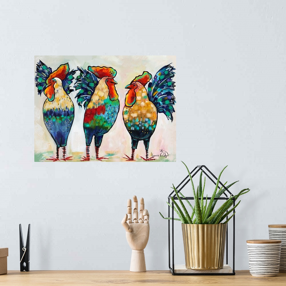 A bohemian room featuring Roosters