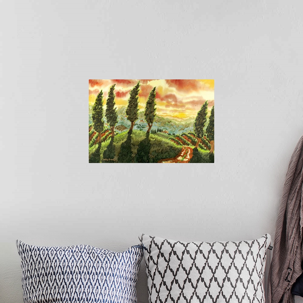 A bohemian room featuring Red Sky over Tuscany