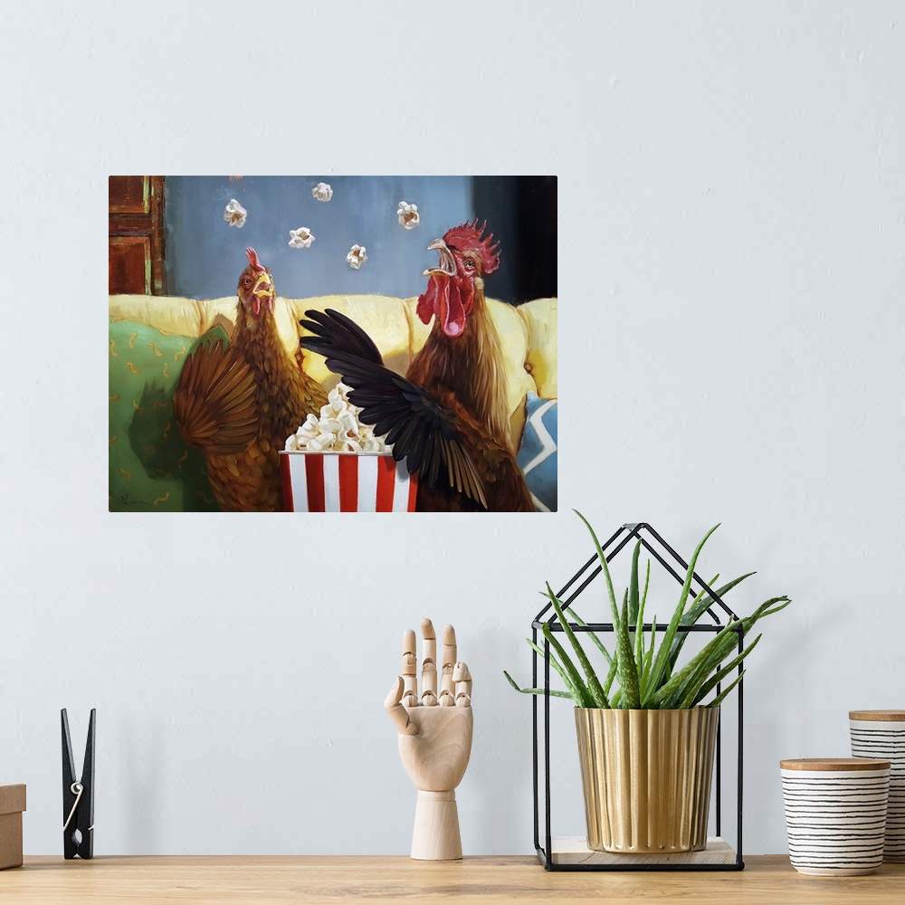 A bohemian room featuring Popcorn Chickens