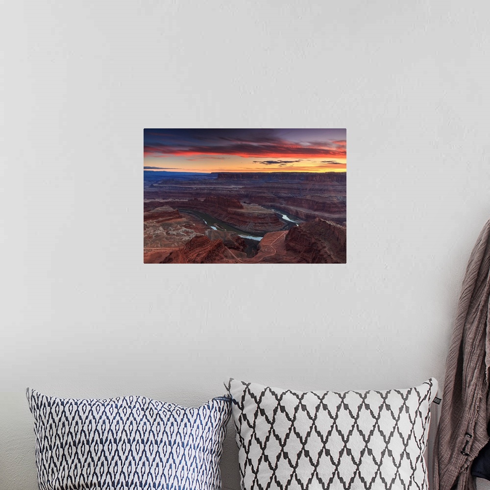 A bohemian room featuring Photograph of the sunset at Dead Horse Point State Park in Moab, Utah.