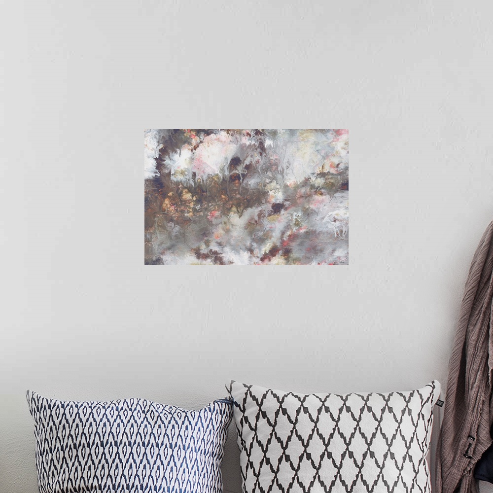 A bohemian room featuring A contemporary abstract of soft gentle hues.