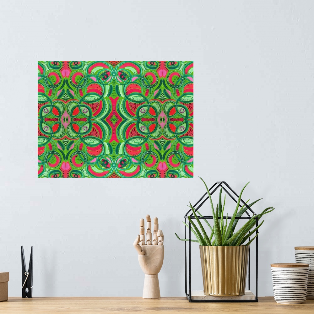A bohemian room featuring Abstract Print 8 Repeat