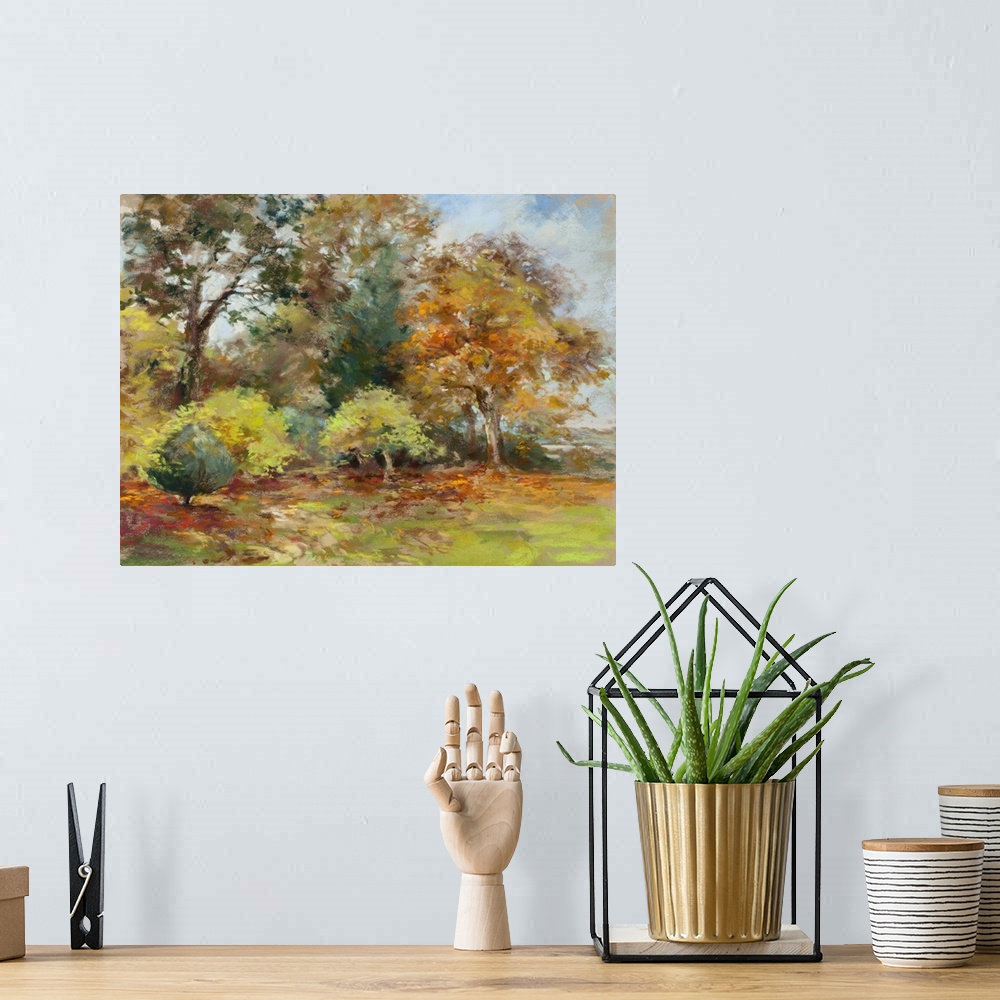 A bohemian room featuring Walking As The Leaves Fall