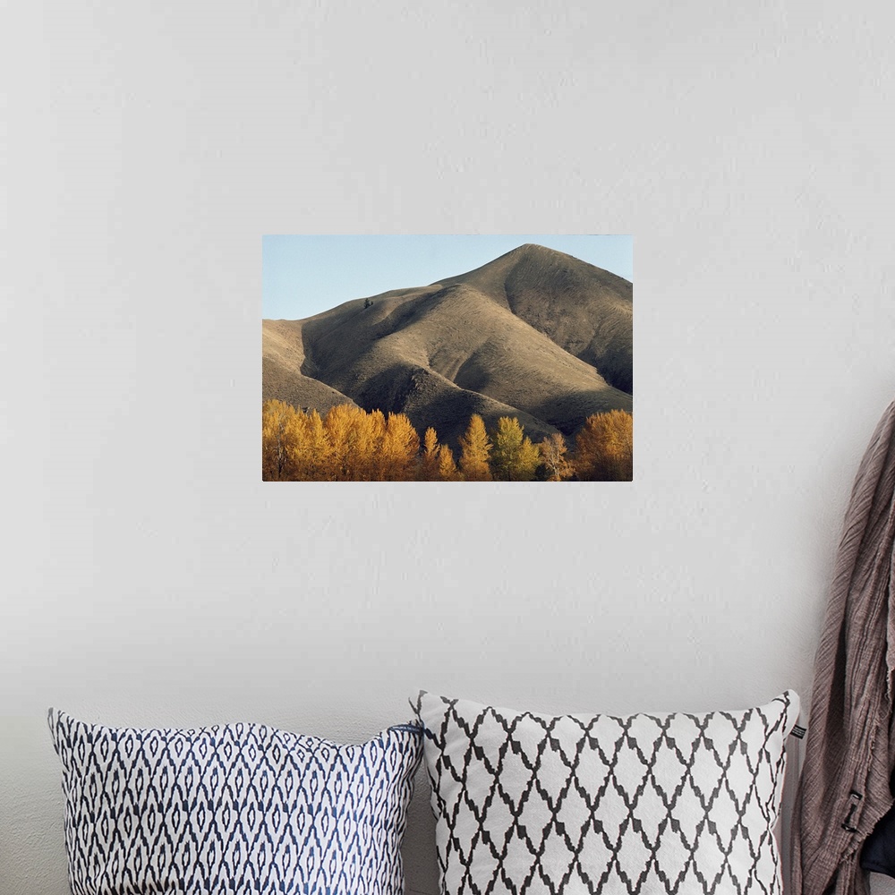 A bohemian room featuring Autumn view of hills north of Salmon, Idaho.