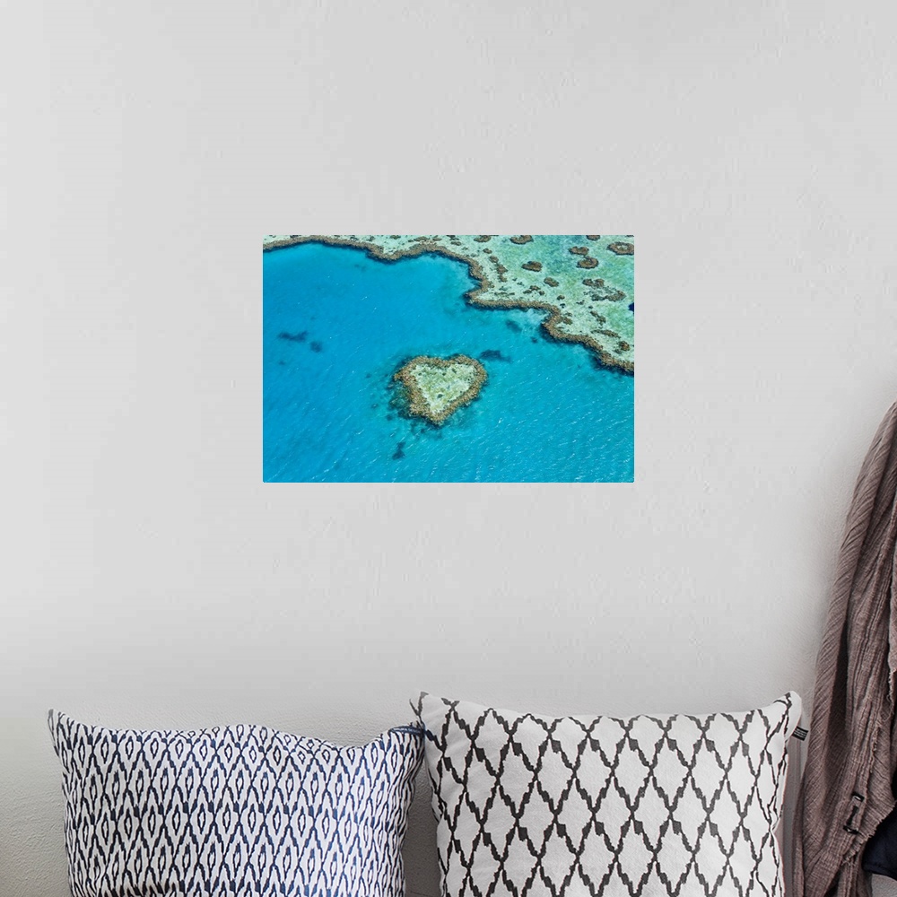 A bohemian room featuring Aerial view of Heart Reef, part of Great Barrier Reef, Queensland, Australia