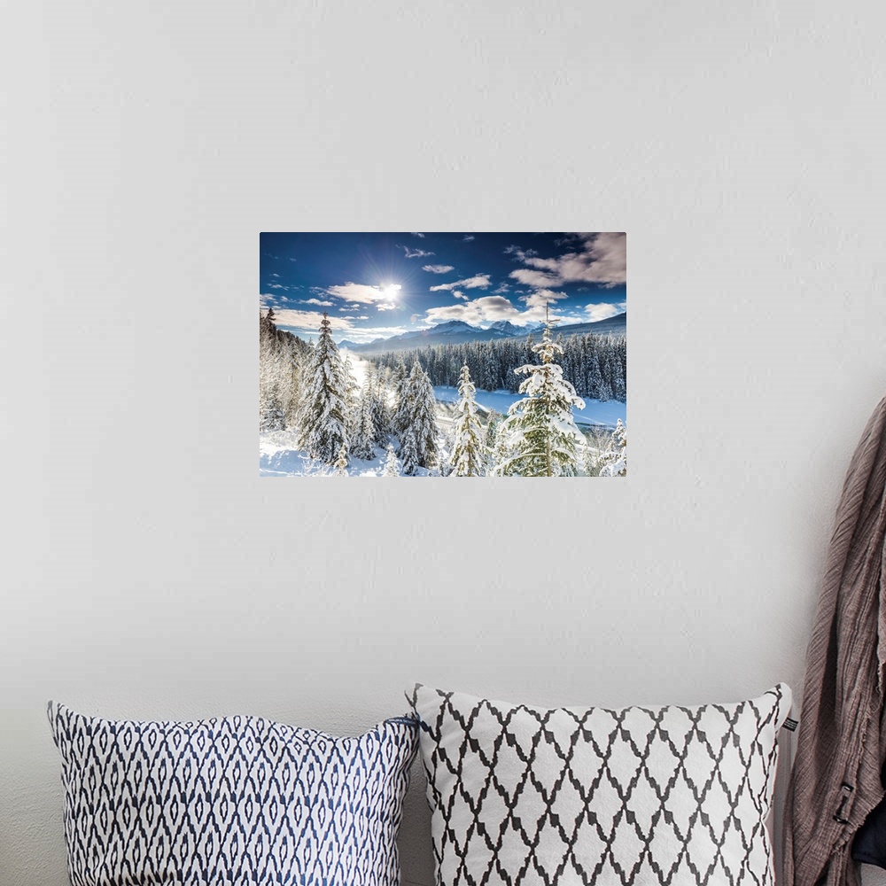 A bohemian room featuring Bow River In Winter, Banff National Park, Alberta, Canada