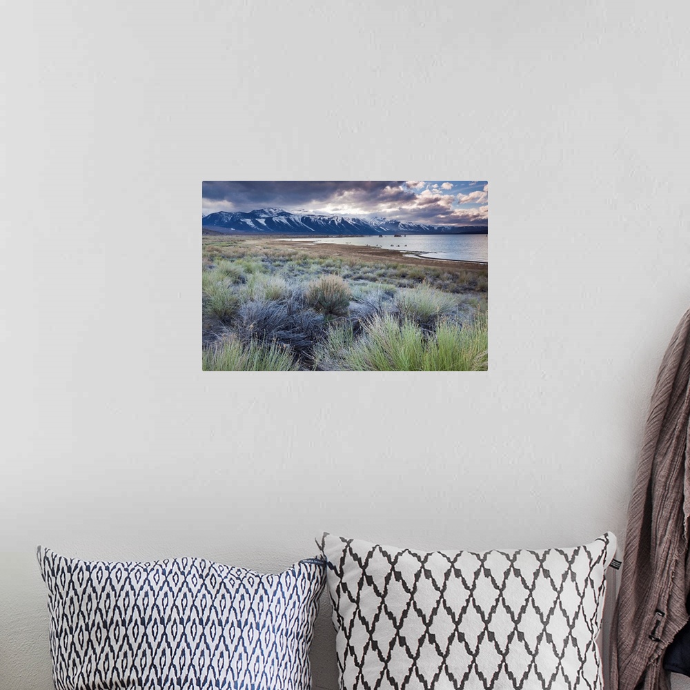 A bohemian room featuring USA, California, Eastern Sierra Nevada Area, Lee Vining, Mono Lake, mountain landscape