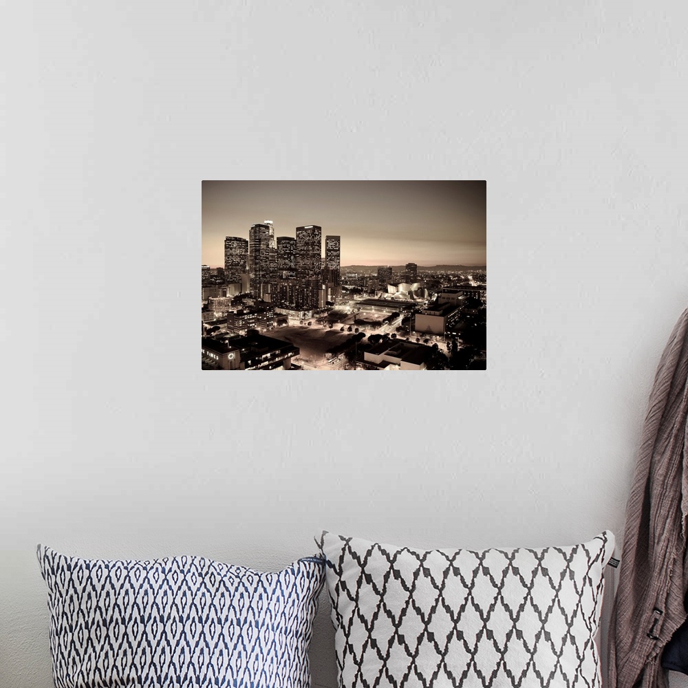 A bohemian room featuring USA, California, Los Angeles, Skyline of Downtown Los Angeles