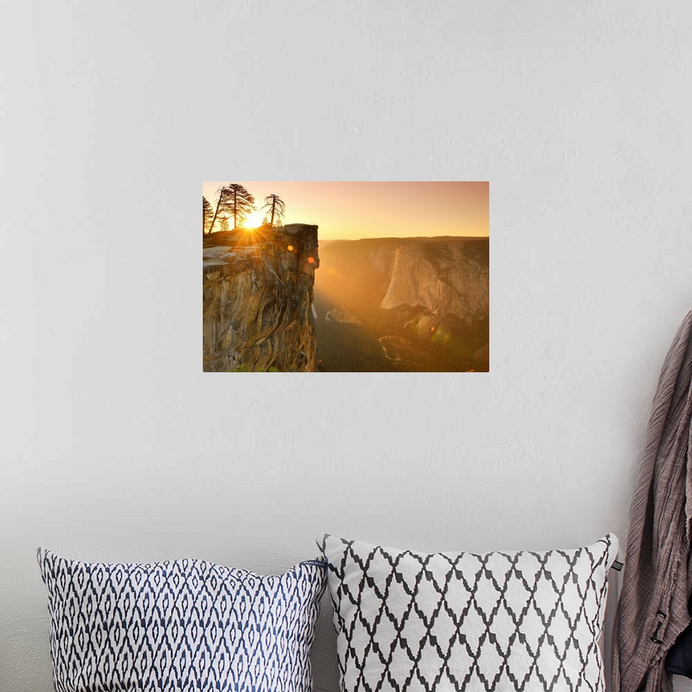 A bohemian room featuring USA, California, Yosemite National Park, Taft Point, elevated view of El Capitan and Yosemite Valley