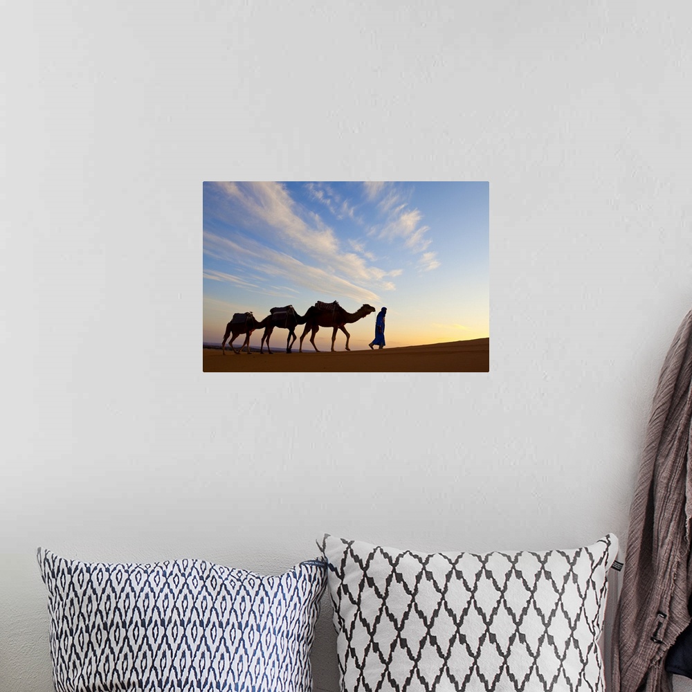 A bohemian room featuring Camel Driver, Sahara Desert, Merzouga, Morocco