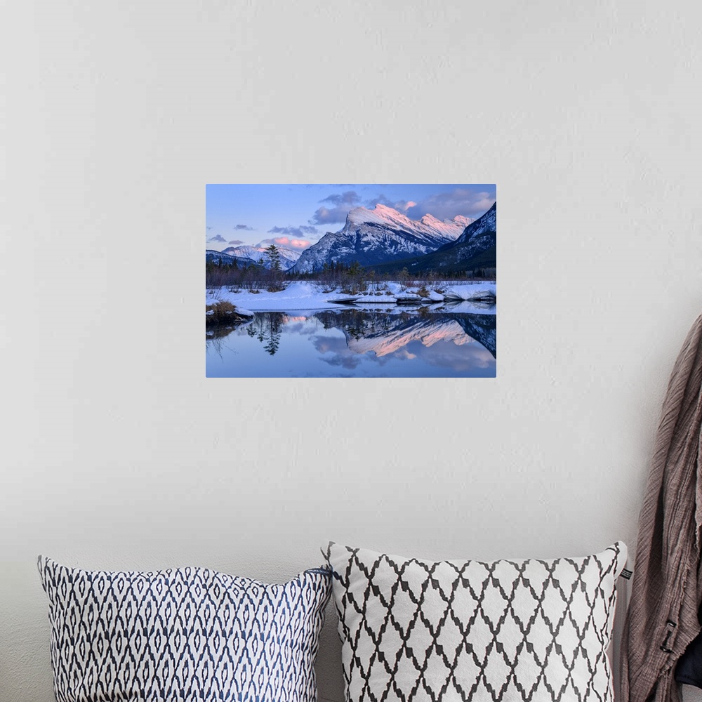 A bohemian room featuring Canada, Alberta, Rocky Mountains, Banff National Park, Vermillion Lakes And Mount Rundle