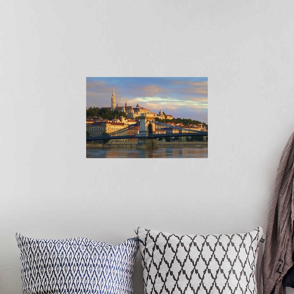 A bohemian room featuring Chain Bridge, Matyas Church and Fisherman's Bastion, Budapest, Hungary, East Central Europe