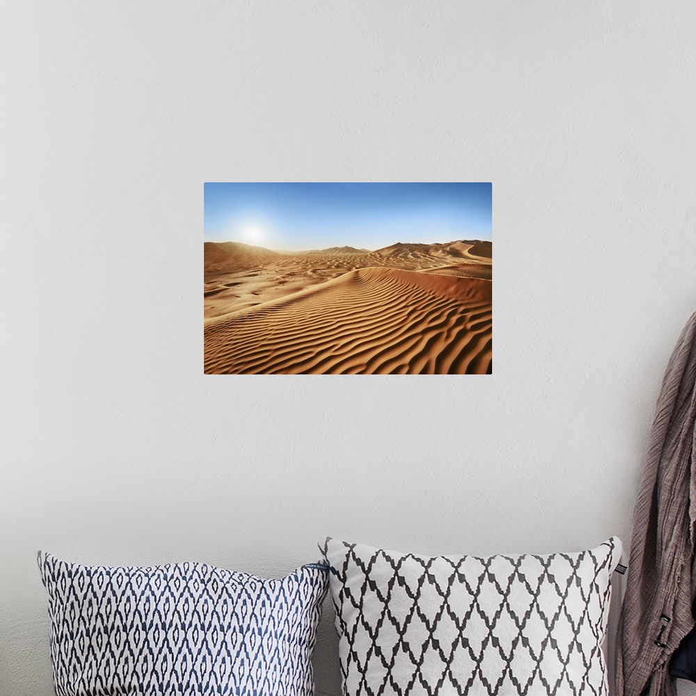 A bohemian room featuring Dune landscape in Rub al-Khali. Oman, Dhofar, Ramlat Al Hashman. Rub al-Khali. Rub al-Khali, Midd...