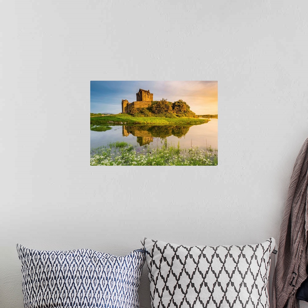 A bohemian room featuring Dunguaire Castle, County Galway, Connacht province, Republic of Ireland, Europe.