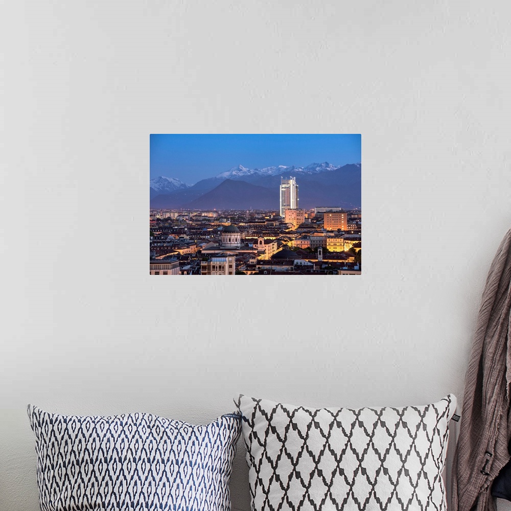 A bohemian room featuring Dusk At Turin From Monte Dei Cappuccini, Turin, Piemonte, Italy, Europe