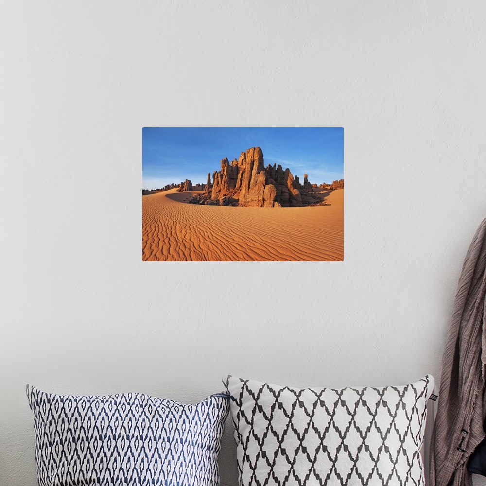 A bohemian room featuring Erosion landscape in Tassili du Hoggar. Algeria, Tassili Hoggar, Tahaggart. Sahara. Africa, Algeria.