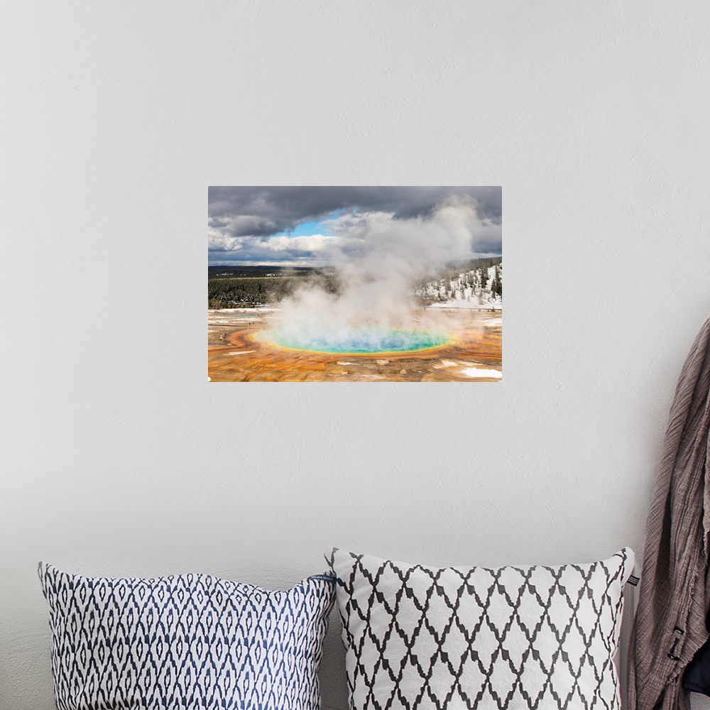 A bohemian room featuring Grand Prismatic Spring, Midway Geyser Basin, Yellowstone National Park, Wyoming, USA.