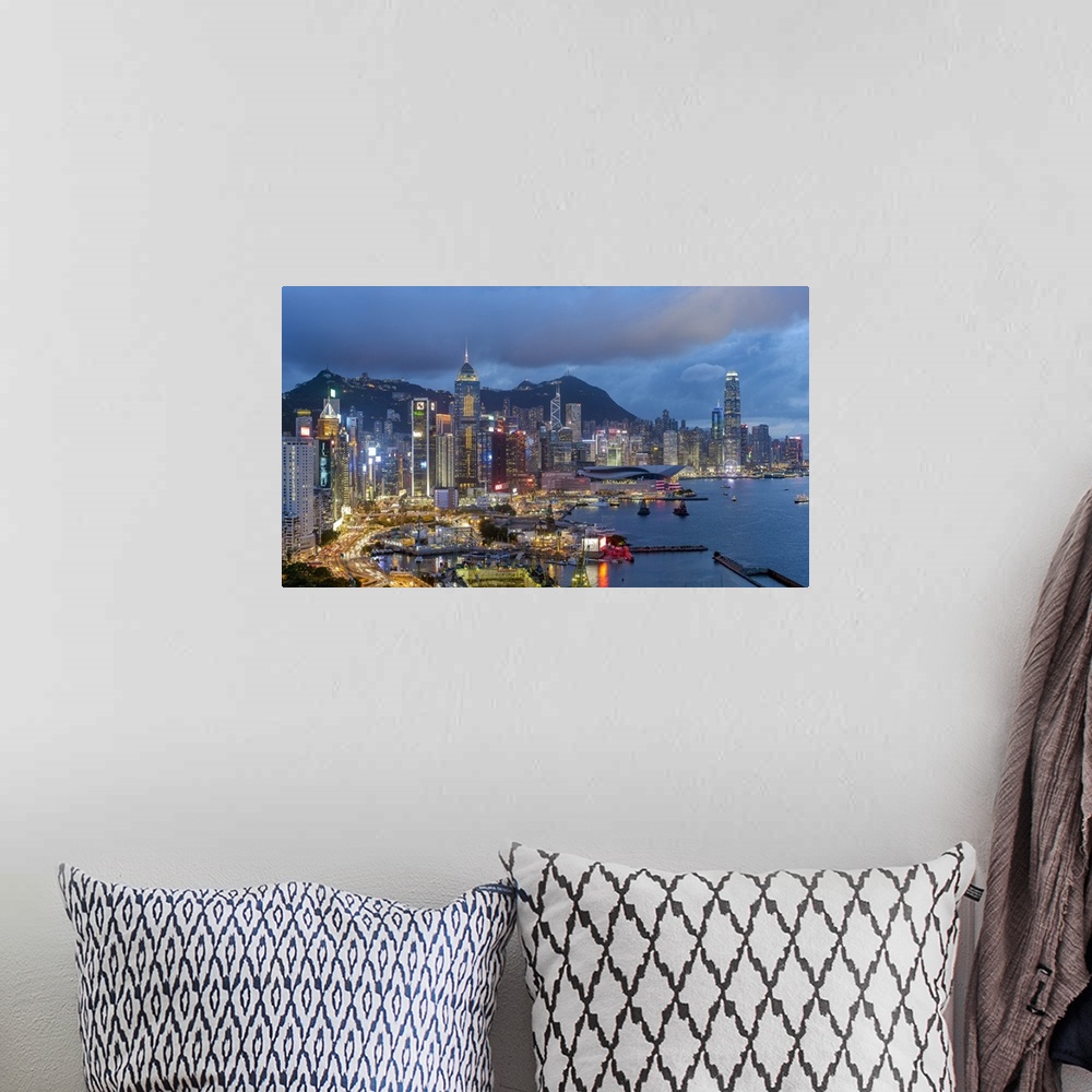 A bohemian room featuring Elevated view, Harbour and Central district of Hong Kong Island and Victoria Peak, Hong Kong, China