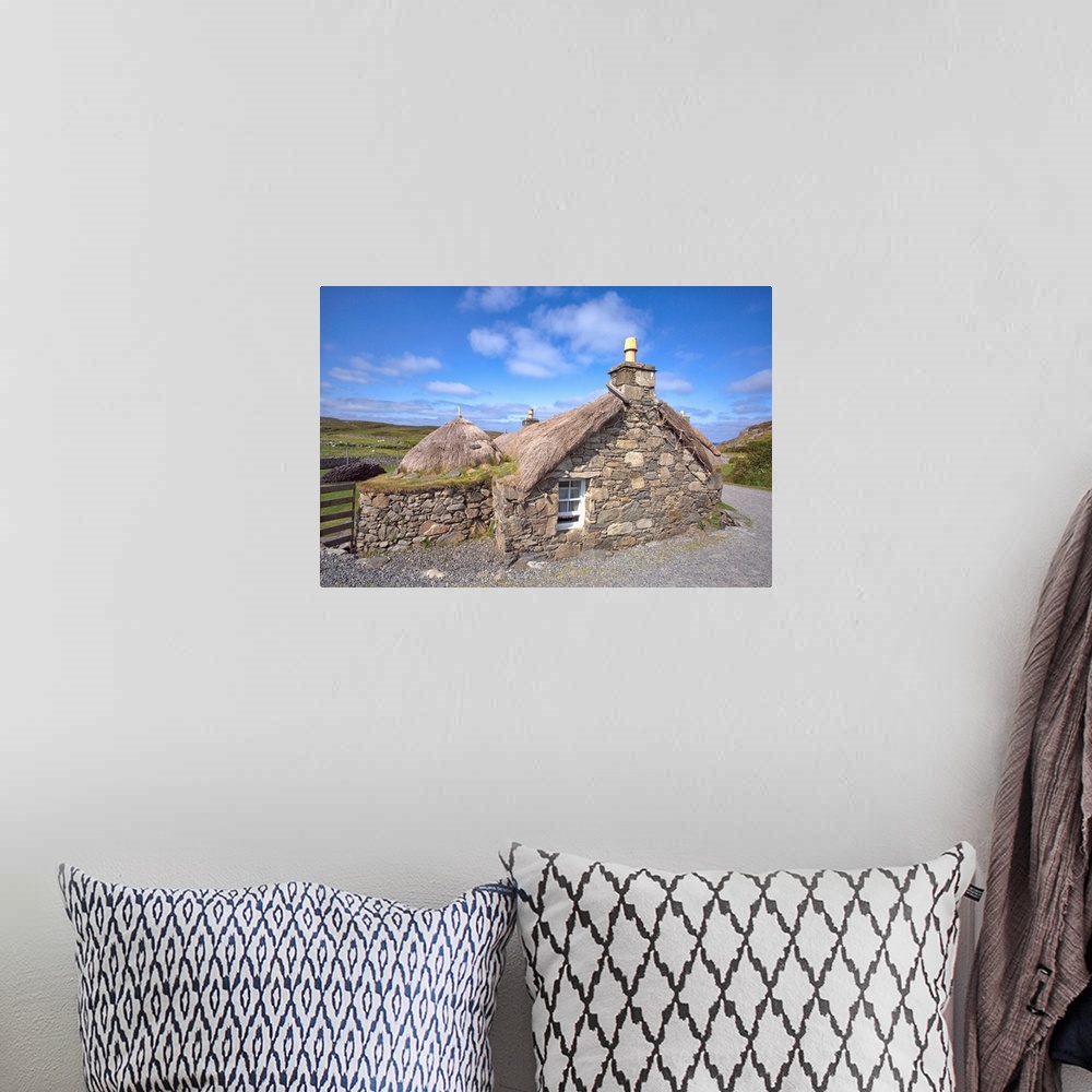 A bohemian room featuring Hystorical Houses Of Gearrannan Blackhouse Village, Carloway, Isle Of Lewis, Western Scotland, Un...
