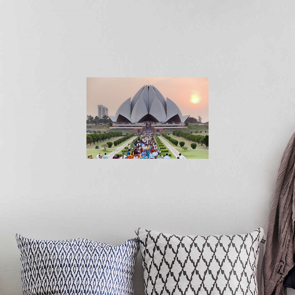 A bohemian room featuring India, Delhi, Lotus Temple, the Baha'i House of Worship, popularly known as the Lotus Temple.