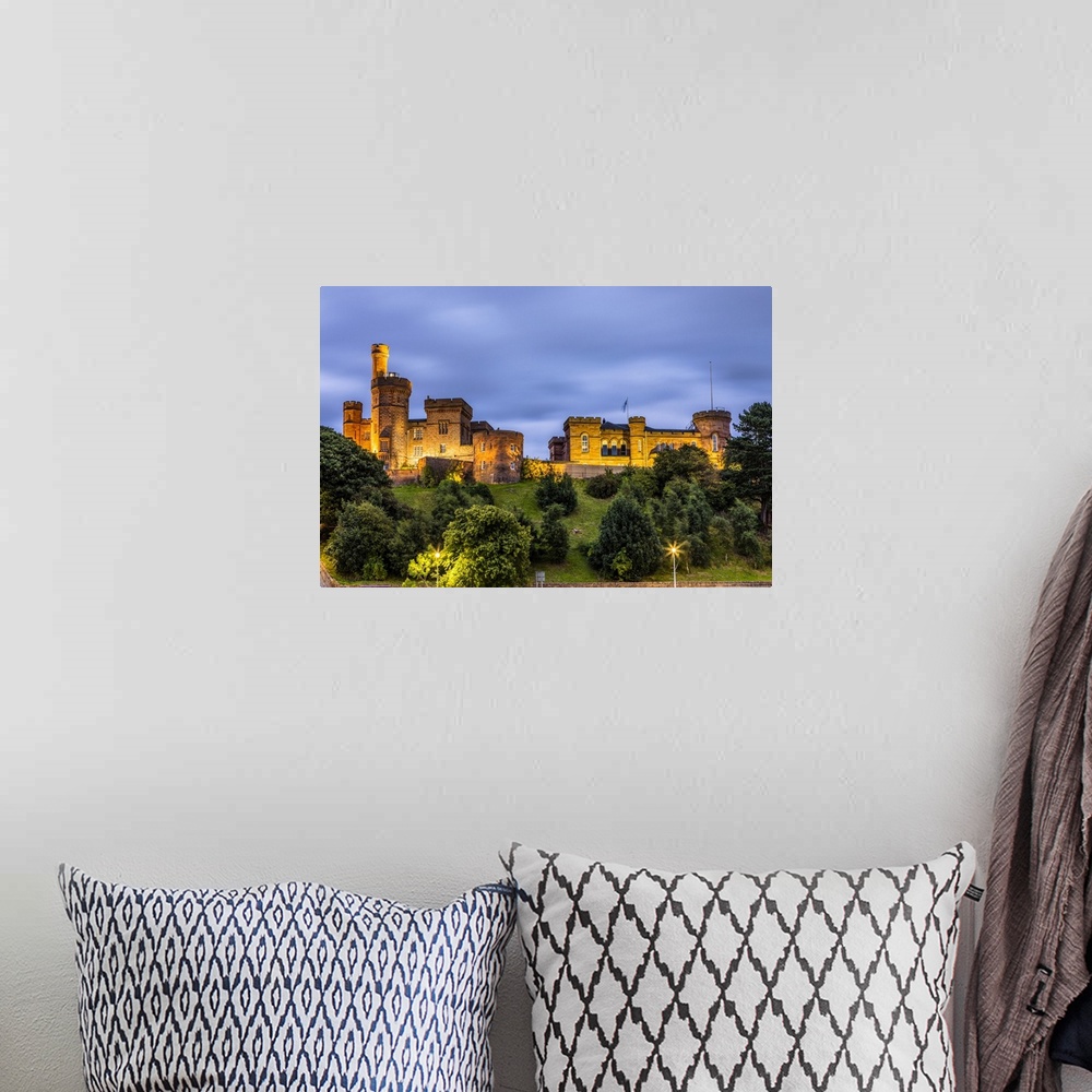 A bohemian room featuring Inverness Castle in early evening, Scotland, United Kingdom. Inverness, Scotland.