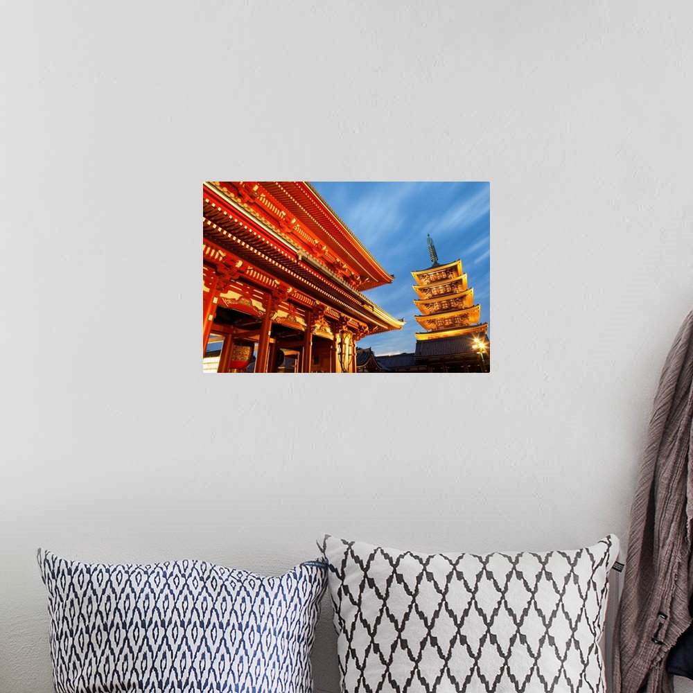 A bohemian room featuring Japan, Tokyo, Asakusa, Asakusa Kannon Temple, Hozomon Gate and Temple Pagoda