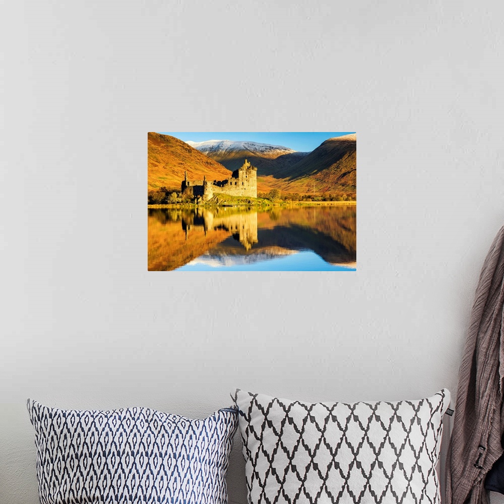 A bohemian room featuring Kilchurne Castle Reflecting In Loch Awe, Argyll And Bute, Scotland