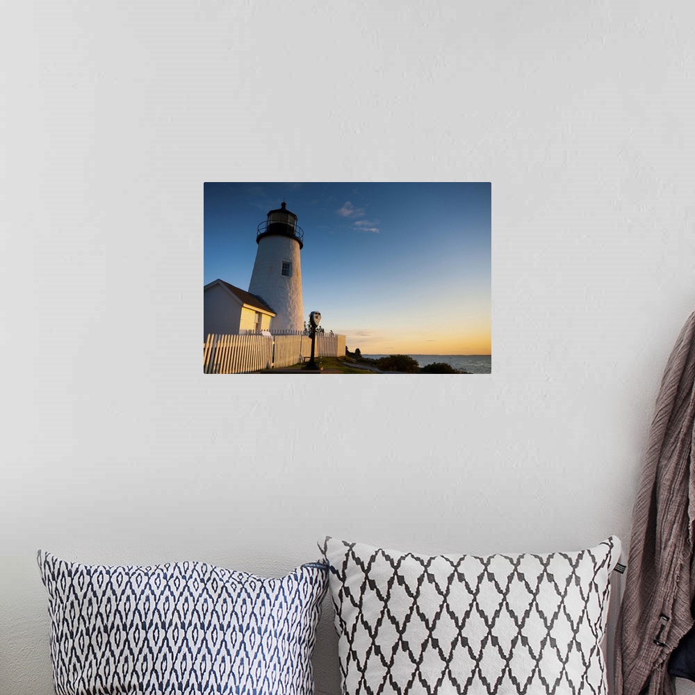 A bohemian room featuring USA, Maine, Pemaquid Peninsular, Pemaquid Point Lighthouse