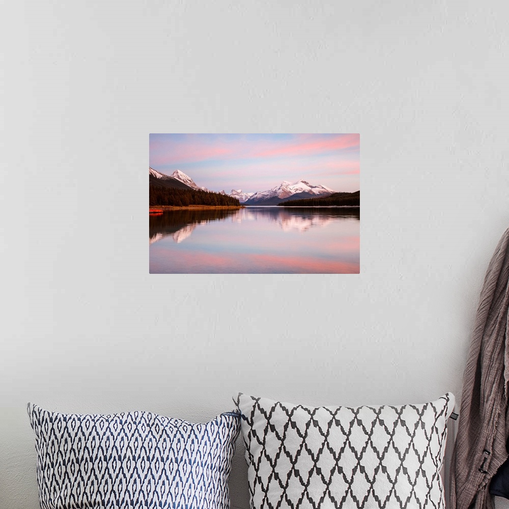 A bohemian room featuring Maligne Lake At Sunset, Jasper National Park, Alberta, Canada