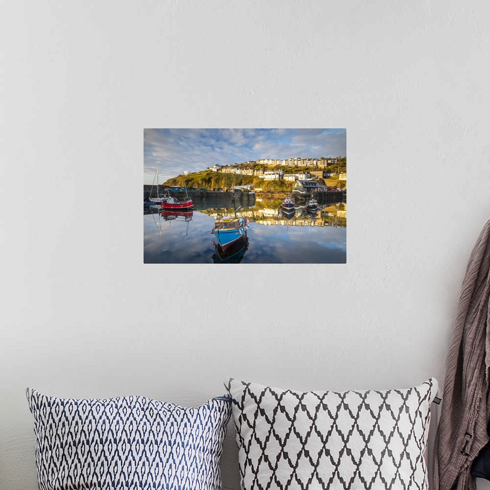 A bohemian room featuring Mevagissey harbour, Cornwall, England, UK