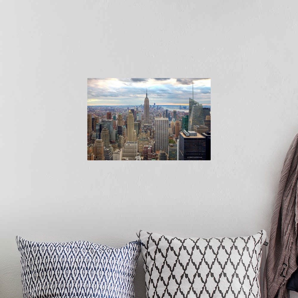 A bohemian room featuring Midtown skyline with Empire State Building, Manhattan, New York City