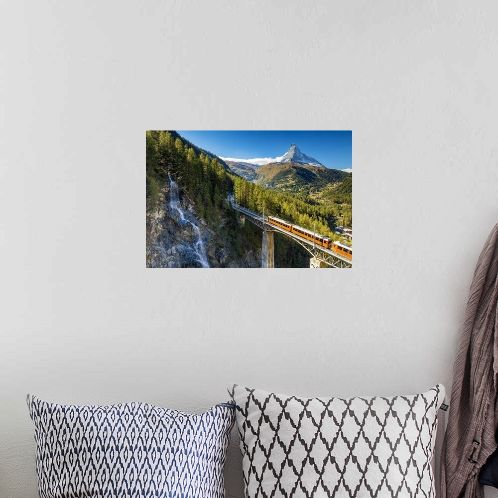 A bohemian room featuring Mountain Train & Matterhorn, Zermatt, Valais Region, Switzerland.