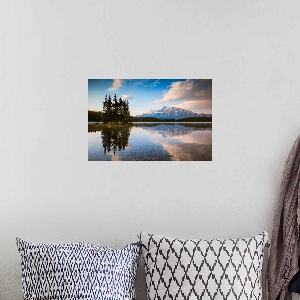 A bohemian room featuring Mt Rundle At Sunrise, Two Jack Lake, Banff National Park, Alberta, Canada
