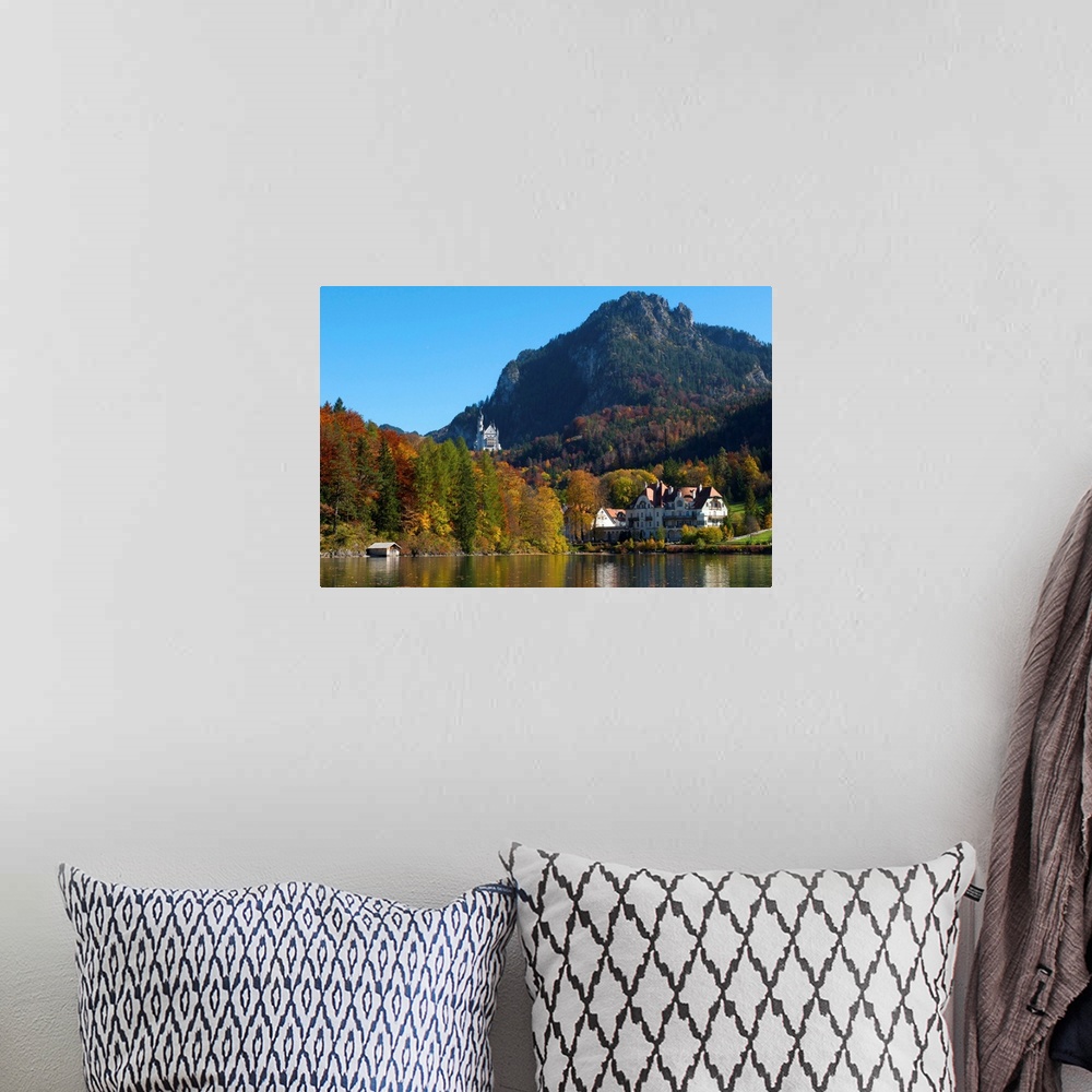 A bohemian room featuring Neuschwanstein Castle ans Lake Alpsee, Allgaeu, Bavaria, Germany