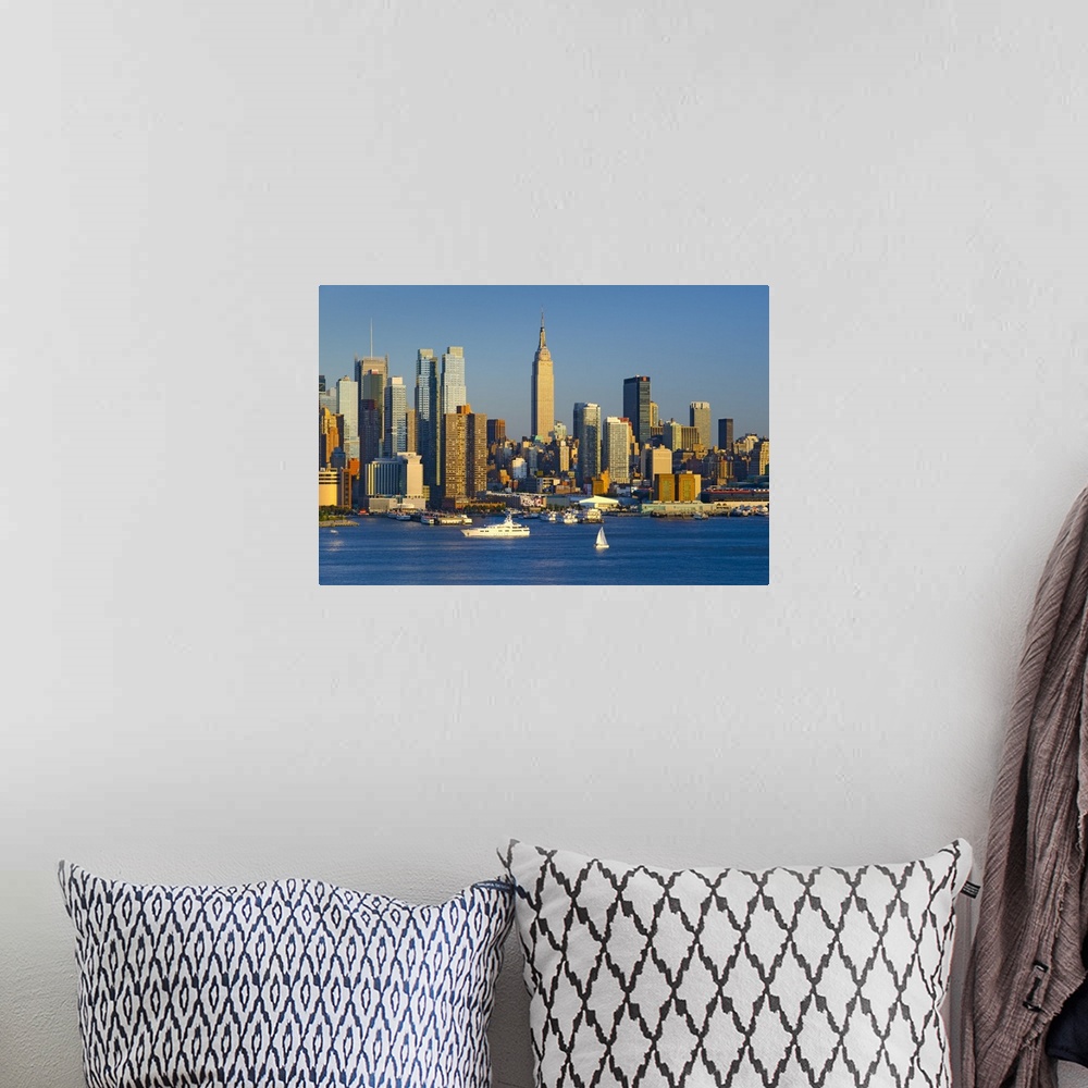 A bohemian room featuring USA, New York, Manhattan, Midtown across the Hudson River