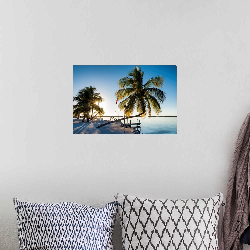 A bohemian room featuring Palm Trees And Jetty, Islamorada, Florida Keys, USA