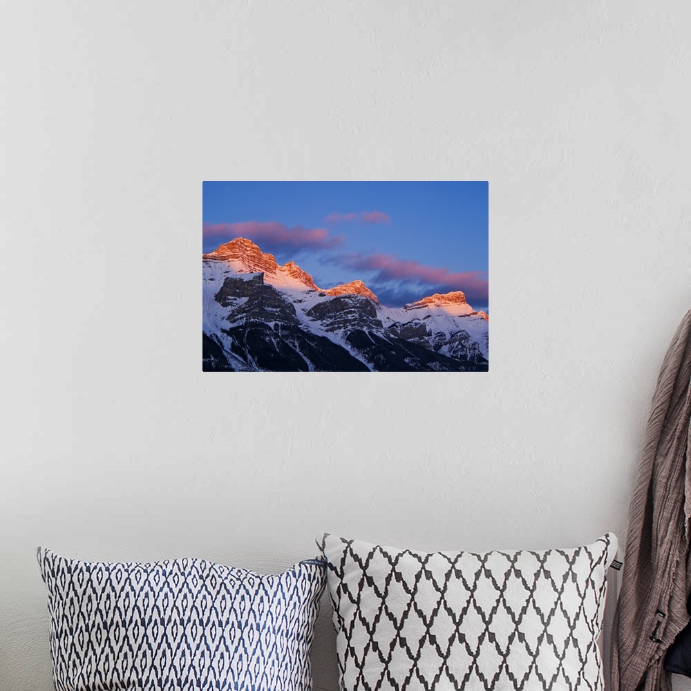 A bohemian room featuring Peaks of Mt. Rundle at sunrise From Canmore, East of Banff National Park, Alberta, Canada