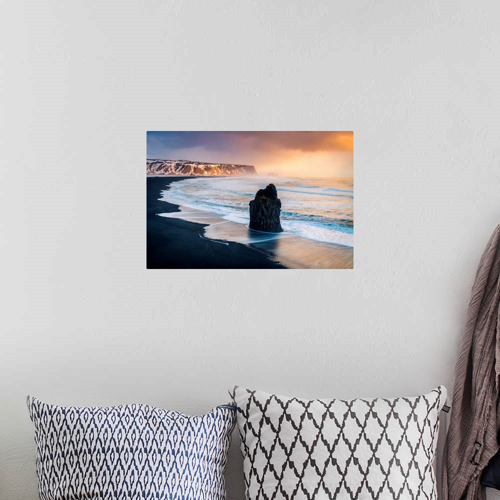 A bohemian room featuring Reynisfjara Beach From Dyrholaey Viewpoint, Vik, Southern Iceland