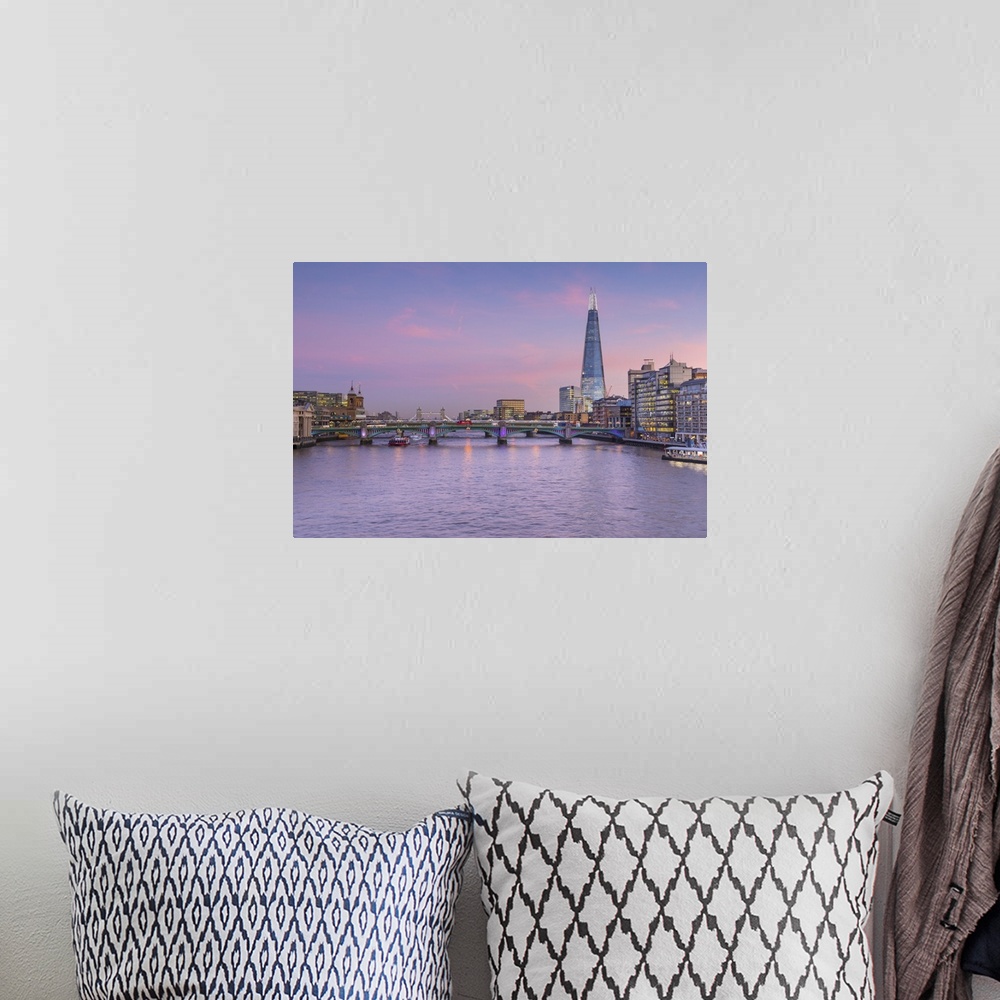 A bohemian room featuring River Thames, Southwark Bridge and The Shard, London, England, UK