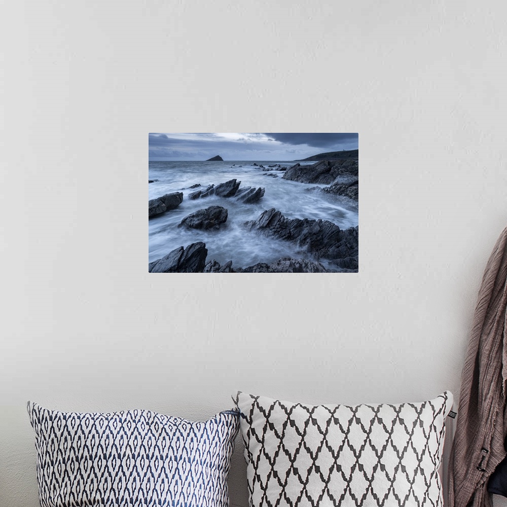 A bohemian room featuring Stormy evening at Wembury Bay on the South Devon coast, England. Winter (February) 2020.