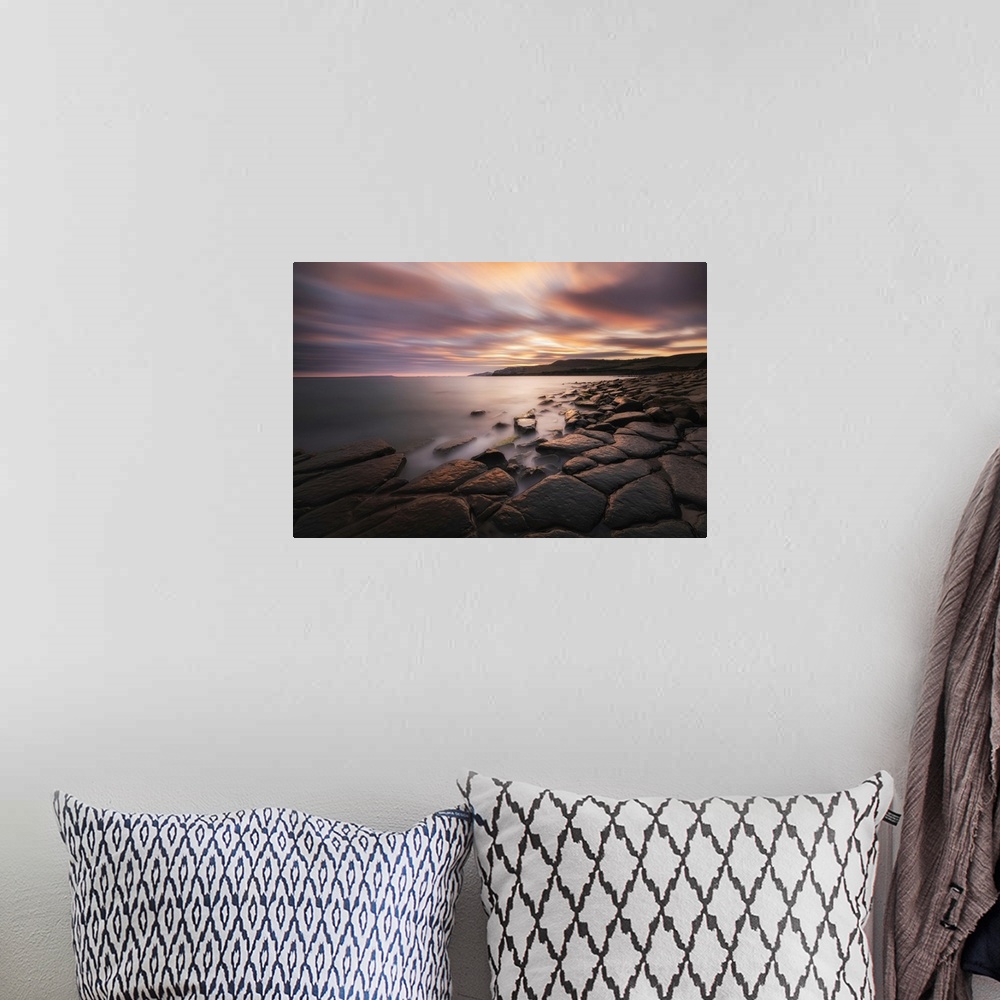 A bohemian room featuring Sunset at Kimmeridge Bay, Isle of Purbeck, Jurassic Coast, Dorset, England, UK.