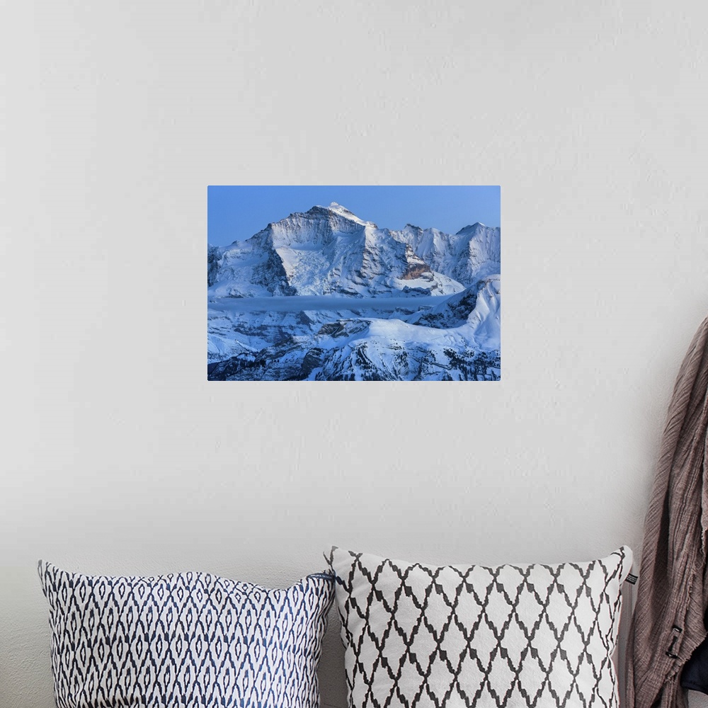 A bohemian room featuring Switzerland, Berner Oberland, Jungfrau mountain.
