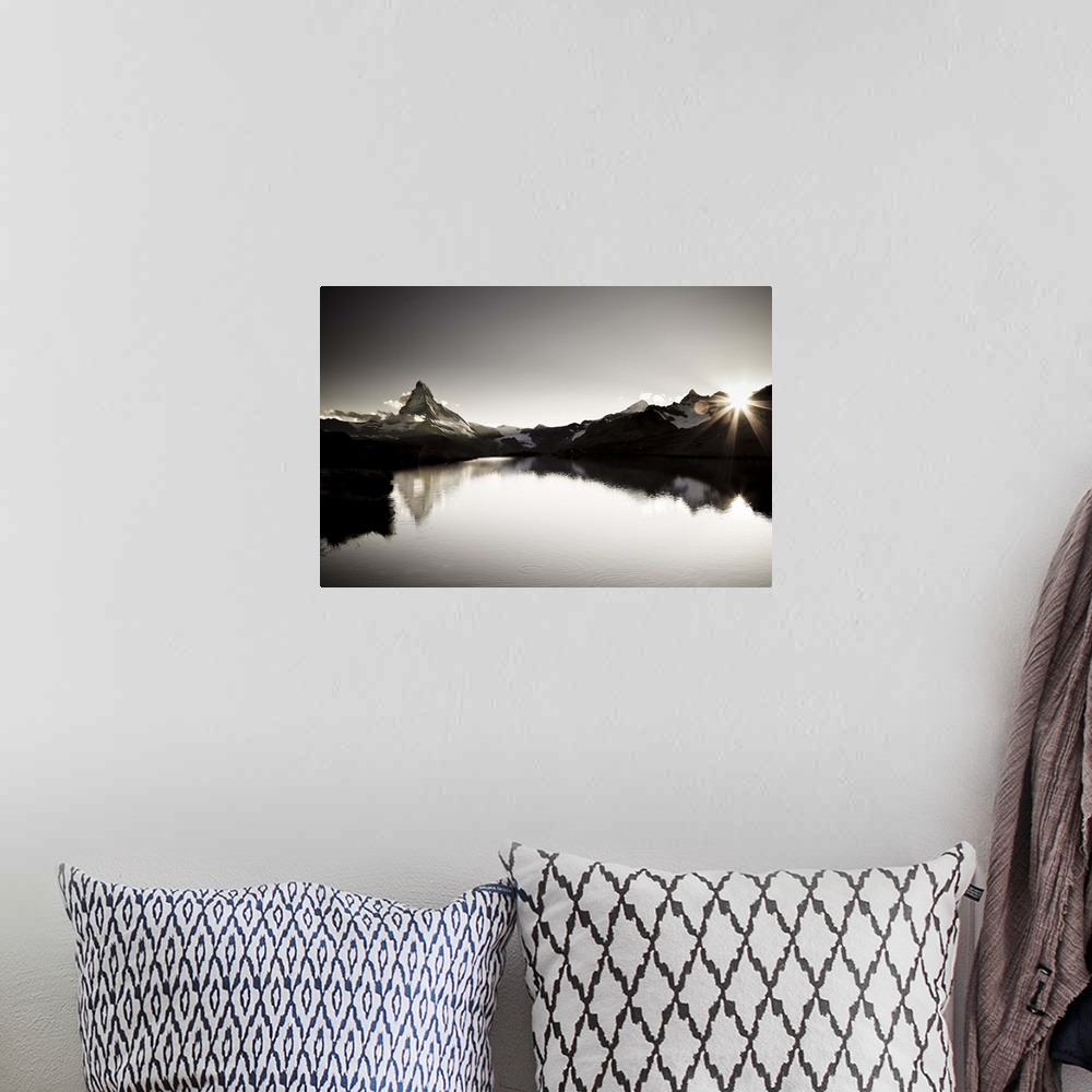 A bohemian room featuring Switzerland, Valais, Zermatt, Lake Stelli and Matterhorn (Cervin) Peak