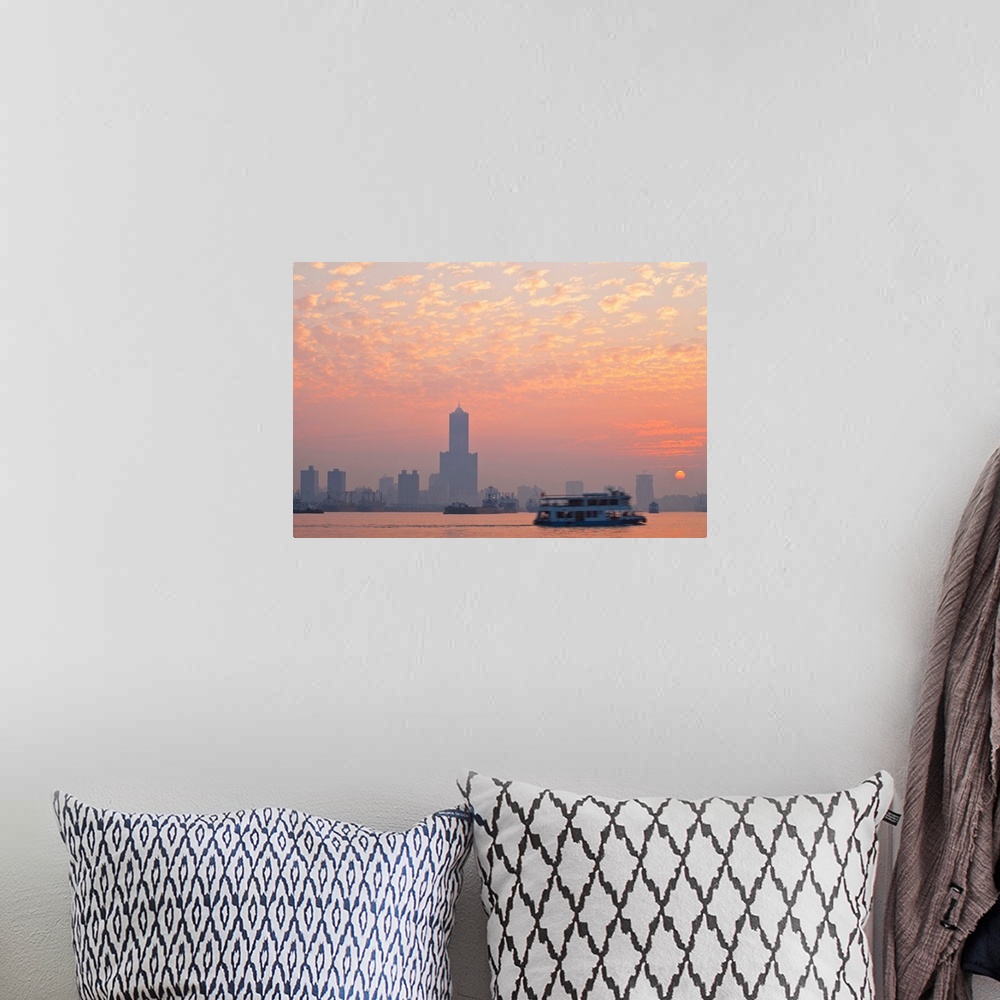 A bohemian room featuring Taiwan, Kaohsiung, View of harbour looking towards the city and  Kaoshiung 85 Sky Tower - Tunex S...